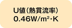 U値（熱貫流率）0.46W／㎡・K